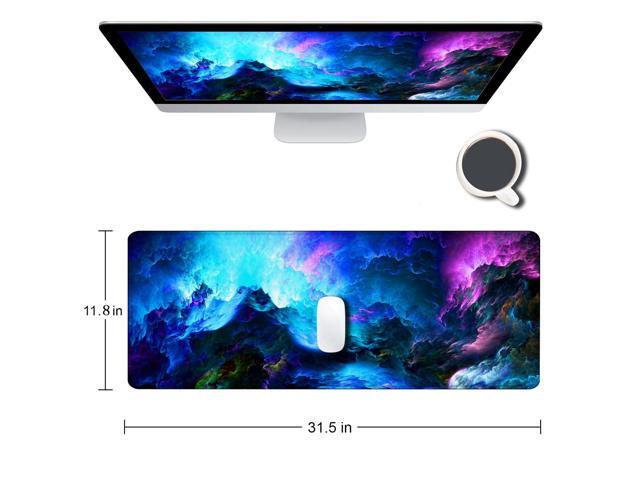 KEHIPI Gaming Mouse Pad, Large Non-Slip Rubber Base Mousepad, Keyboard Mouse Mat, Desk Pad with Stitched Edges, 31.5x11.8inch, Dazzling Galaxy