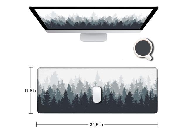 KEHIPI Gaming Mouse Pad Large, Keyboard Mouse Mat Desk Pad, Non-Slip Rubber Base with Stitched Edges Mousepad, 31.5X11.8 inch Misty Forest Tree