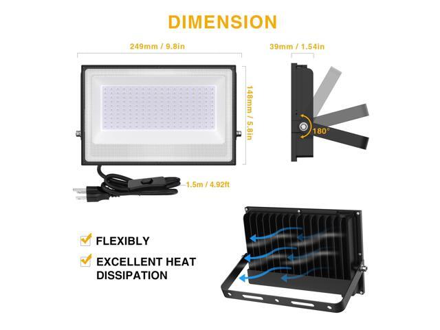 KEHIPI 2 Pack 100W LED Black Lights, Blacklight Flood Light with Plug, IP66 Waterproof Black Lights for Dance Party,Glow in The Dark, Halloween...