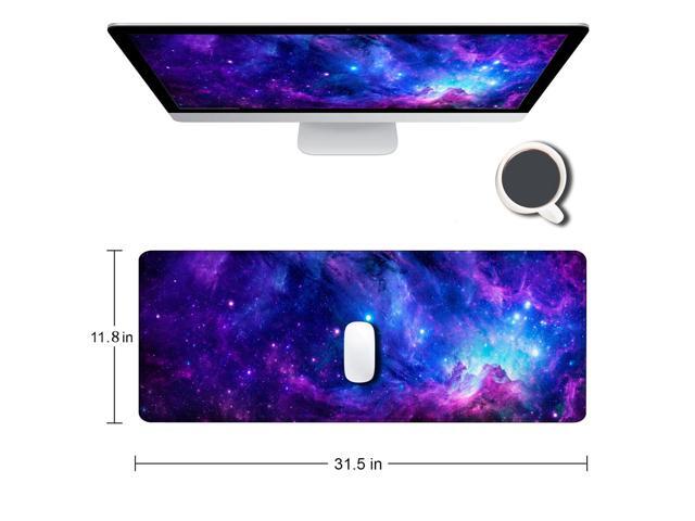 KEHIPI Gaming Large Mouse Pad with Stitched Edges, Purple Galaxy Desk Mat, Extended Keyboard Pad, Non-Slip Rubber Base Desk Pad for Keyboard and...