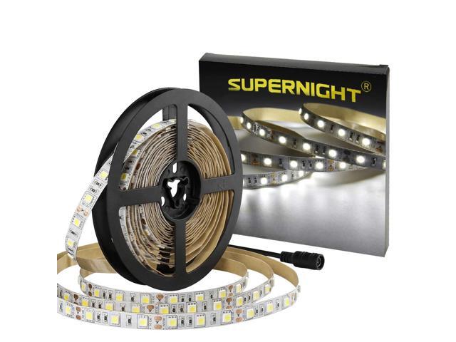 KEHIPI LED Light Strip White, 6000K Daylight White Lights 16.4 Ft 300leds 60leds/m 5050 SMD Flexible Waterproof Tape for Boats, Bathroom, Mirror,...