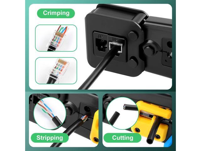 KEHIPI rj45 Crimp Tool with 50pcs Pass Through Connectors, for Cat6 Cat5e Cat5 Crimping Tool Kit, 50PCS Connectors, Network Cable Tester and Wire...