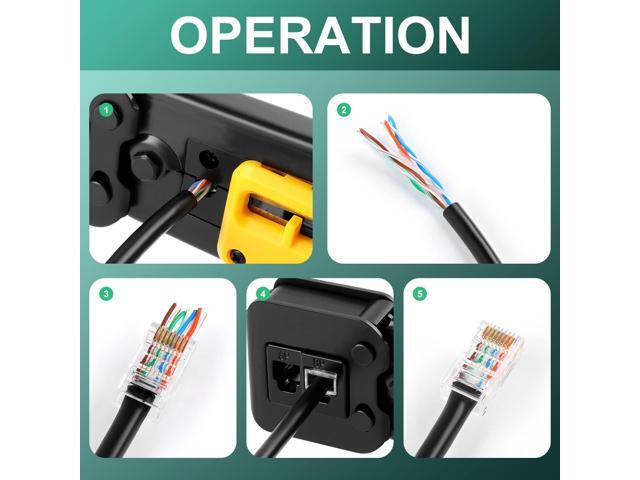 KEHIPI rj45 Crimp Tool with 50pcs Pass Through Connectors, for Cat6 Cat5e Cat5 Crimping Tool Kit, 50PCS Connectors, Network Cable Tester and Wire...