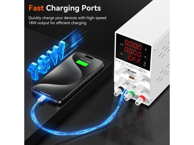 KEHIPI DC Power Supply Variable, 30V 10A Adjustable Switching Regulated DC Bench Power Supply with Intelligent Charging Mode, 18W USB Interface,...