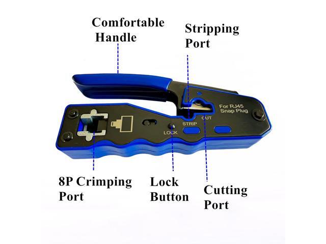 KEHIPI Rj45 Crimp Tool Kit Pass Through and Standard Cat6 Cat6A Cat5 Cat5e rj45 Crimping Tool with 50pcs rj45 Cat6 Pass Through Connectors,20pcs...
