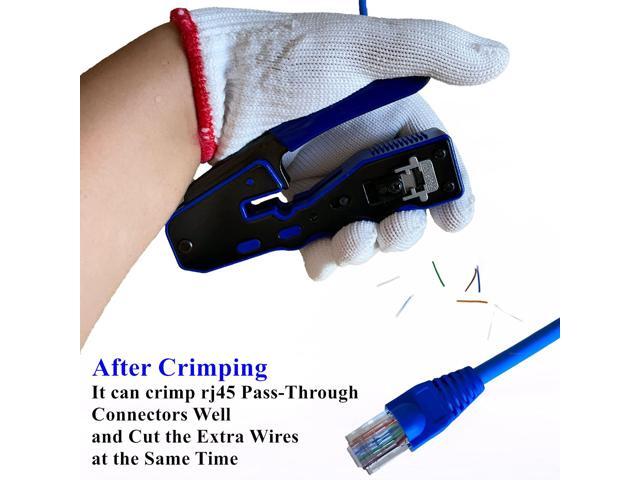 KEHIPI Rj45 Crimp Tool Kit Pass Through and Standard Cat6 Cat6A Cat5 Cat5e rj45 Crimping Tool with 50pcs rj45 Cat6 Pass Through Connectors,20pcs...