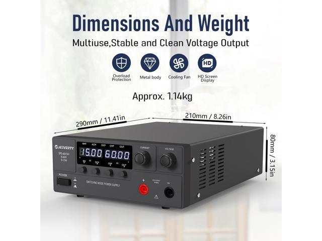 KEHIPI DC Power Supply Variable, 0-60V 0-15A 900W Switching DC Regulated Bench Power Supply with Encoder Knob, Output On/Off Switch, 4-Digit LED...