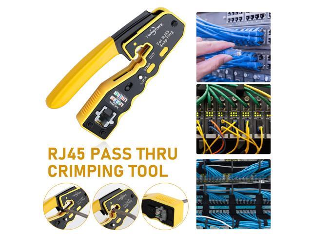 KEHIPI RJ45 Crimp Tool Kit Pass Through Ethernet Crimper for Cat5e Cat6 Cat6a 8P8C Modular Plugs,Cat6 Crimping Tool with 20 Connectors,20 Covers,1...