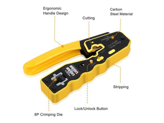 KEHIPI RJ45 Crimp Tool Kit Pass Through Ethernet Crimper for Cat5e Cat6 Cat6a 8P8C Modular Plugs,Cat6 Crimping Tool with 20 Connectors,20 Covers,1...
