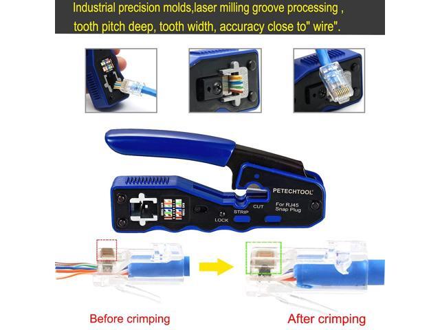KEHIPI RJ45 Crimp Tool Kit Ethernet Crimping Tool Wire Crimper Stripper Cutter for Cat5e Cat6 Cat6a Pass Thrugh Connectors with 10 pieces Cat6...