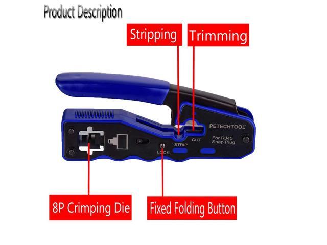 KEHIPI RJ45 Crimp Tool Kit Ethernet Crimping Tool Wire Crimper Stripper Cutter for Cat5e Cat6 Cat6a Pass Thrugh Connectors with 10 pieces Cat6...