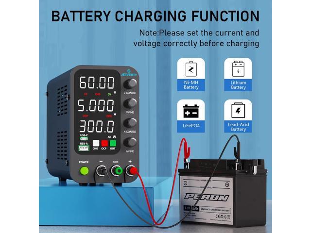 KEHIPI DC Power Supply Variable, 0-60V 0-5A Switching Bench Power Supply with Intelligent Charging Mode, 20W USB & Type-C Quick-Charge, Encoder...