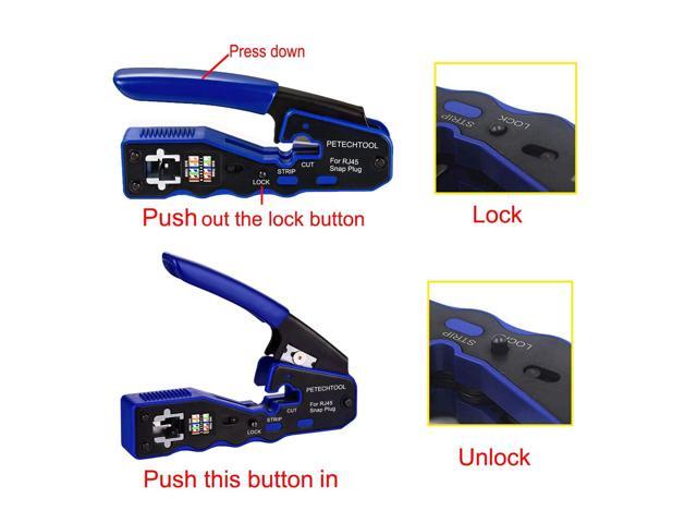 KEHIPI RJ45 Crimp Tool Pass Through Crimper Cutter for Cat6a Cat6 Cat5 Cat5e 8P8C Modular Connector Ethernet Crimper Tool
