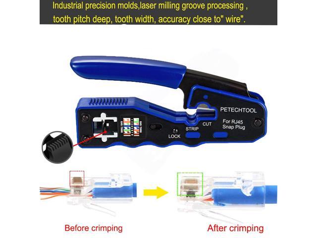 KEHIPI RJ45 Crimp Tool Pass Through Crimper Cutter for Cat6a Cat6 Cat5 Cat5e 8P8C Modular Connector Ethernet Crimper Tool