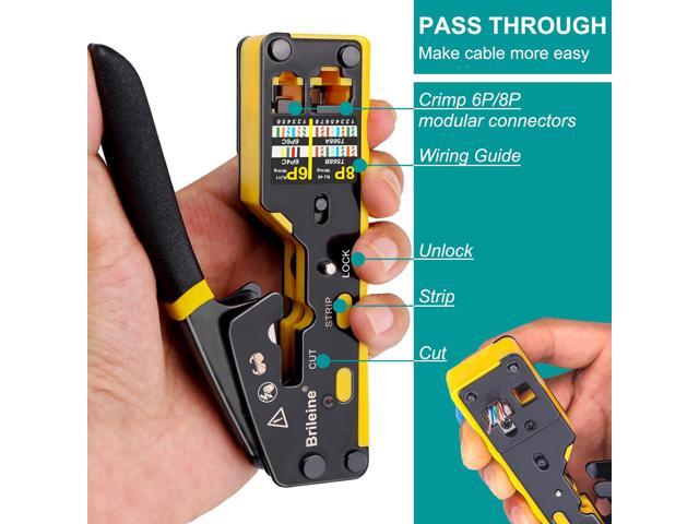 KEHIPI RJ45 Crimp Tool Pass Through Kit Ethernet Crimper Cat5 Cat5e Cat6 Crimping Tool for RJ11/RJ12 6P/8P with Network Lan Cable Tester, 50PCS...