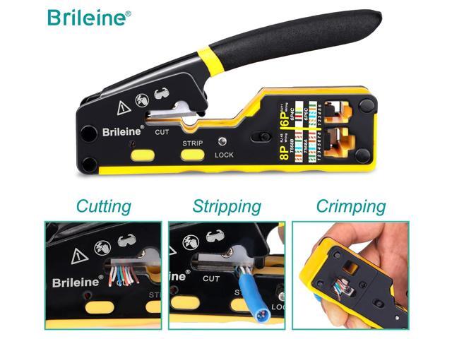 KEHIPI RJ45 Crimp Tool Pass Through Kit Ethernet Crimper Cat5 Cat5e Cat6 Crimping Tool for RJ11/RJ12 6P/8P with Network Lan Cable Tester, 50PCS...