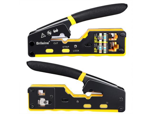 KEHIPI RJ45 Crimp Tool Pass Through Kit Ethernet Crimper Cat5 Cat5e Cat6 Crimping Tool for RJ11/RJ12 6P/8P with Network Lan Cable Tester, 50PCS...