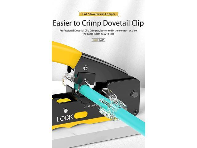 KEHIPI rj45 Crimp Tool Kit, Pass Through Cat7 Cat6A Cat6 Cat5e Cat5 rj45 Crimping Tool with 10PCS Cat7 Shielded Connectors 10PCS Covers 20PCS Cat6...