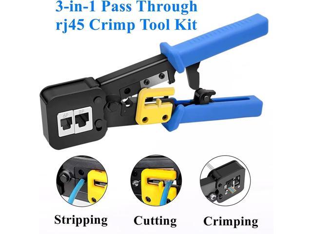 KEHIPI rj45 Crimping Tool for Cat6 Cat5e Cat5, Sturdy Crimper for rj45 rj12/11 Pass-Through Connectors with 50pcs rj45 Cat5e Pass-Through...