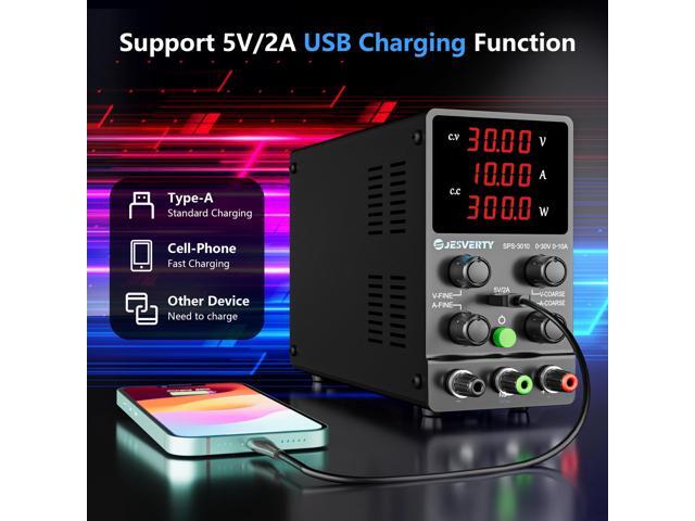 KEHIPI DC Power Supply Variable, 0-30V 0-10A Adjustable Switching DC Regulated Bench Power Supply with High Precision 4-Digit LED Display, 5V/2A...