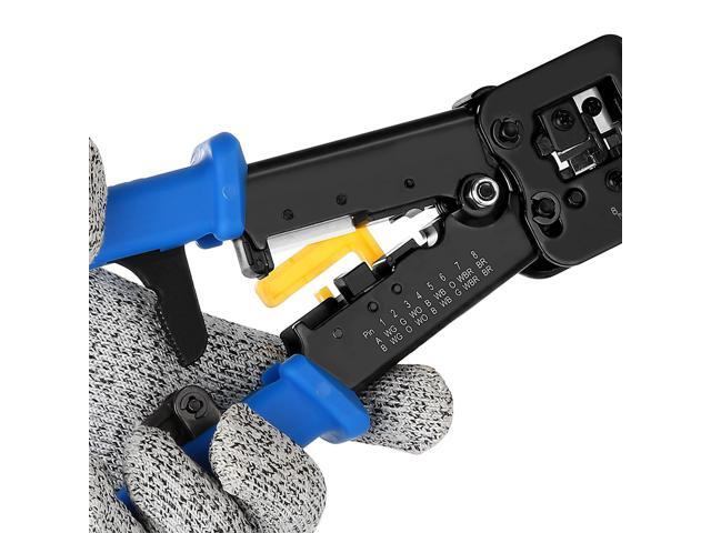 KEHIPI RJ45 Crimp Tool Kit Pass Thru Cat5 Cat5e Cat6 RJ45 Crimping Tool with 20PCS RJ45 Cat6 Pass Through Connectors, 20PCS Covers,1 Wire Punch...