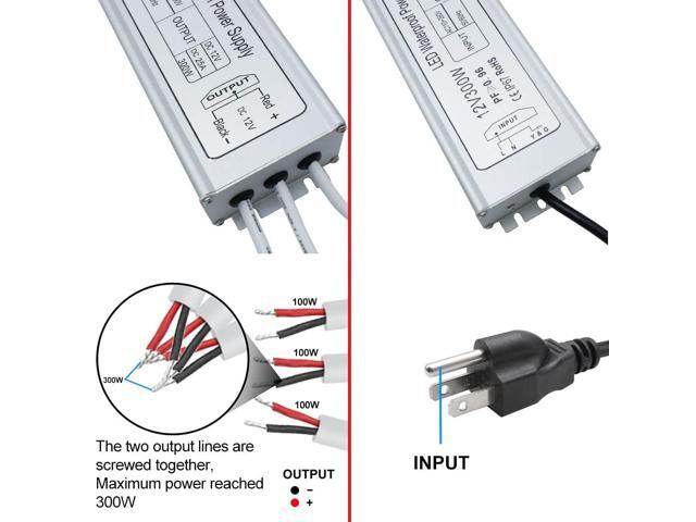KEHIPI 12V Power Supply, 300W IP67 Waterproof LED Power Supply, AC 110-260V to DC 12 Volt 25A Low Voltage Transformer, LED Driver with 3-Prong Plug...