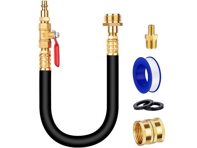 KEHIPI Lead-Free Brass 17' RV Winterizing Kit, Water Line Blowout Fitting Adapter with Shut Off Valve & Air Compressor Quick Plug, Sprinkler...