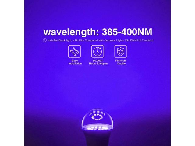 KEHIPI 15W LED Black Light Bulbs, A19 E26 Blacklight Bulb 120W Equivalent, Purple Bulb 385-400nm, Glow in The Dark for Halloween, Black Light...
