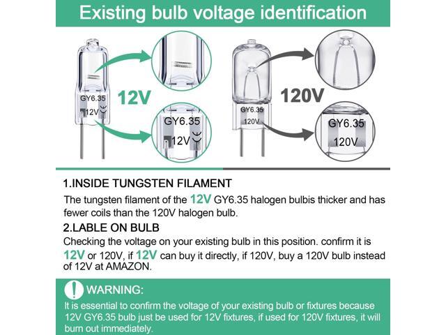 KEHIPI GY6.35 Halogen Light Bulbs 12 Volt 35 Watt, 12 Pack 2 Pin GY6.35 Base Bulb, Replacement T4 Tubular JCD Type Bulb for Ceiling Lights, Table...