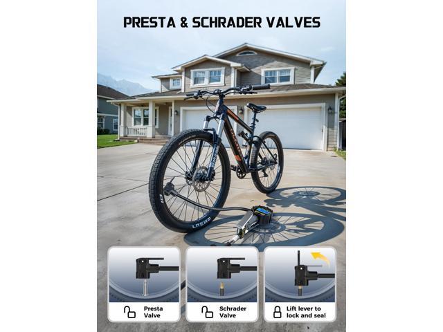 KEHIPI Presta Valve Adaptor with Pressure Gauge, 200psi Dual-Port Schrader & Presta Valve Pump, Bike Tire Inflator for Air Compressor, Can Check,...