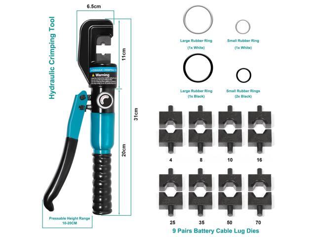 KEHIPI 10 Tons Hydraulic Crimping Tool with 9 Dies - Battery Cable Crimper Tool & Wire Rope Crimping Tool for 12 to 2/0 AWG, 1/16' 1/8' 3/16'...