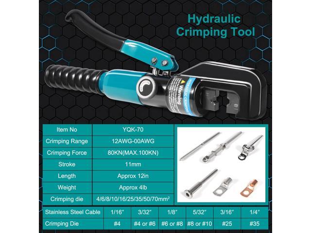 KEHIPI 10 Tons Hydraulic Crimping Tool with 9 Dies - Battery Cable Crimper Tool & Wire Rope Crimping Tool for 12 to 2/0 AWG, 1/16' 1/8' 3/16'...