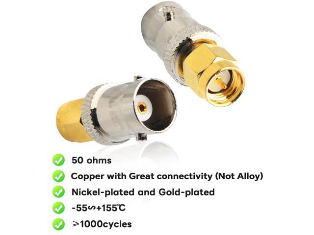 KEHIPI BNC SMA Coax Connector SMA Male to BNC Female Coaxial Connector Low Loss Coax Adapter for RF Antennas, Wireless LAN Devices, Coaxial cable,...