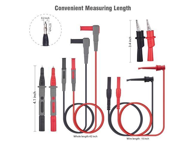 KEHIPI Soft Silicone ElectricianTest Lead Kit CAT III 1000V & CAT IV 600V with Insulation Alligator Clips, clamp Meter, Needle Probe for...