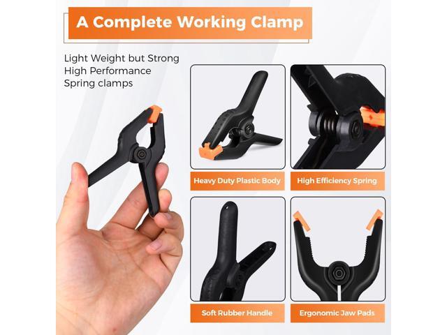 KEHIPI Heavy Duty Spring Clamps, 3.7 Inch Small Heavy Duty Clip with 1.6 Inch Jaw Opening, Non-Slip Handle, Strong Grip Clips for Woodworking,...