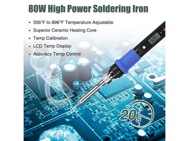 KEHIPI Soldering Iron Kit, 80W 110V LCD Digital Welding Tools, 356-896(180-480), Portable Adjustable Temperature Solder Irons, for Metal, Jewelry,...