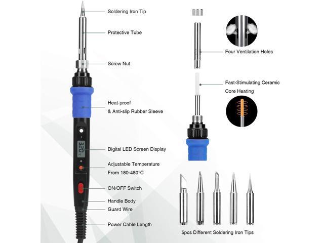 KEHIPI Soldering Iron Kit, 80W 110V LCD Digital Welding Tools, 356-896(180-480), Portable Adjustable Temperature Solder Irons, for Metal, Jewelry,...