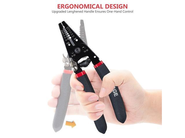 KEHIPI WG-013 Wire Stripper and Cutter 7'',Cuts, strips wire and loops 10-20 AWG Solid and (0.8-2.6mm) Stranded