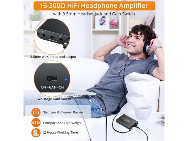 KEHIPI Portable 3.5mm Headphone Amplifier Two-Stage Gain Switch, 16-300 Ohm, Aluminum Matte Surface