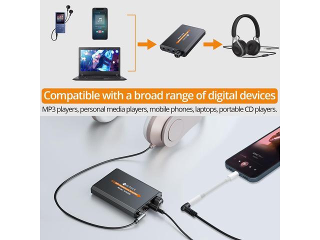 KEHIPI Portable 3.5mm Headphone Amplifier Two-Stage Gain Switch, 16-300 Ohm, Aluminum Matte Surface