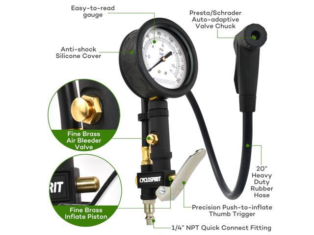 KEHIPI Universal 3' Dial Inflator for Bicycles and Cars, Air Compressor Attachment