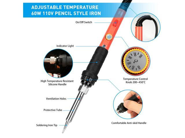 KEHIPI Soldering Iron Kit, 60W Upgraded Soldering Kits Adjustable Temperature Welding Tool Solder Irons Pen with On/Off Switch Use for Electrical...