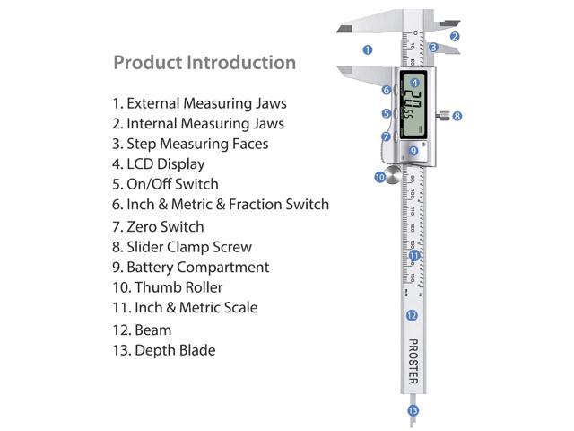 KEHIPI Digital Vernier Caliper 6inch 150mm - Electronic Caliper Fraction/Inch/Metric Dial Caliper for Length Width Depth Inner Outer Diameter, with...