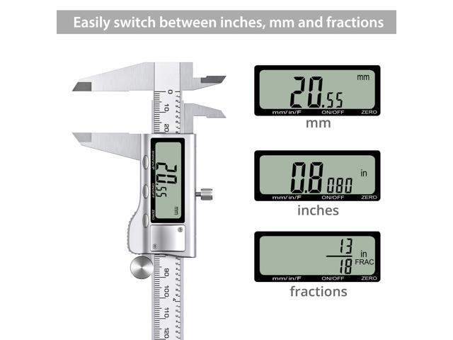 KEHIPI Digital Vernier Caliper 6inch 150mm - Electronic Caliper Fraction/Inch/Metric Dial Caliper for Length Width Depth Inner Outer Diameter, with...
