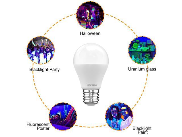 KEHIPI 15W LED Black Light Bulbs, A19 E26 120W Equivalent Blacklight Bulb for Glow in The Dark, Halloween Lights, 120V, Level 385-400nm, Blacklight...