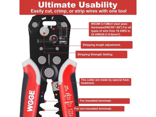 KEHIPI WG-014 Self-Adjusting Insulation Wire Stripper. For stripping wire from AWG 10-24, 3 in 1 Automatic Wire Stripping Tool/Cutting Pliers Tool,...