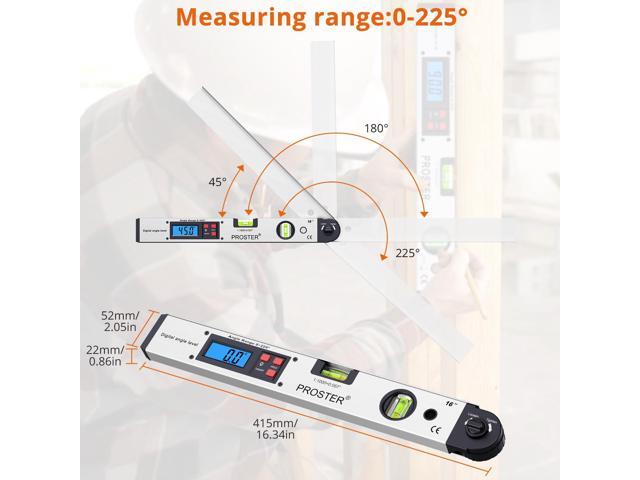 KEHIPI 0-225° Digital Angle Finder Protractor - Aluminum Angle Gauges 225° 16 inch Backlit LCD Protractor with Horizontal and Vertical for...