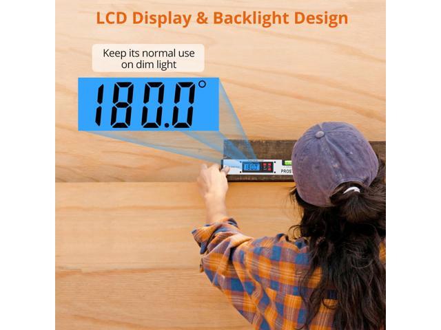 KEHIPI 0-225° Digital Angle Finder Protractor - Aluminum Angle Gauges 225° 16 inch Backlit LCD Protractor with Horizontal and Vertical for...