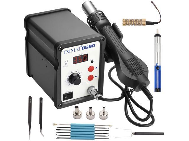 KEHIPI 858D 110V Solder Station, Digital Display SMD Hot Air Rework Station Solder Iron Kit Heat Gun, Tweezers, Desoldering Pump