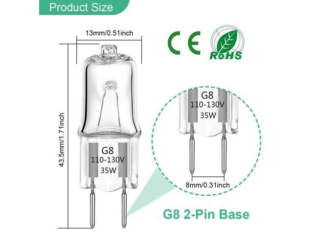 KEHIPI G8 Halogen Light Bulbs 35W Dimmable 120V G8 Base 2Pin Xenon Bulb T4 JCD Type Warm White Under Cabinet Puck Lighting Replacements12 Pack